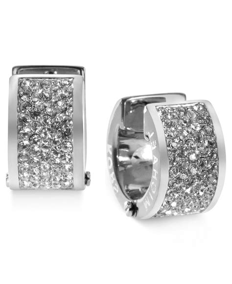 michael kors silver huggie earrings|silver michael kors earrings.